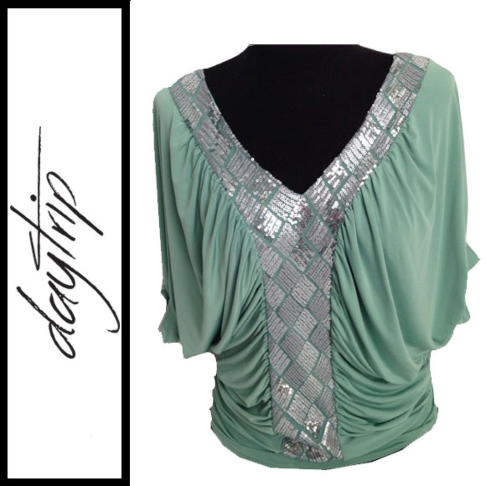Green embellished top